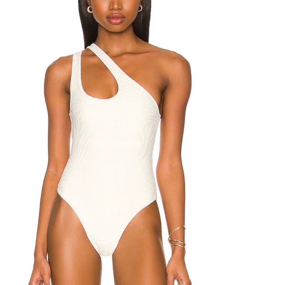 L*Space Ivory One Piece Phoebe One shoulder Swimsuit